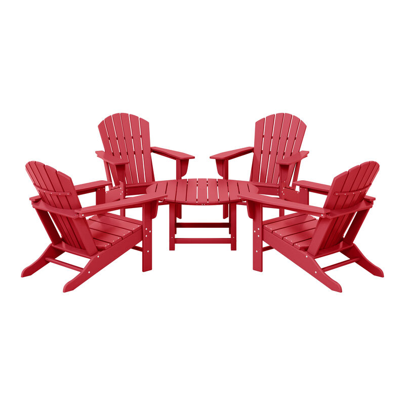 WestinTrends 5-Piece Outdoor Patio HDPE Adirondack Chair With Round Coffee Table Conversation Set image number 0