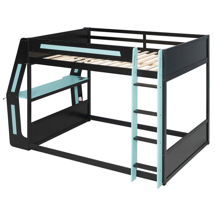 Merax Full Size Esports Gaming Loft Bed with Attached RGB Gaming Desk