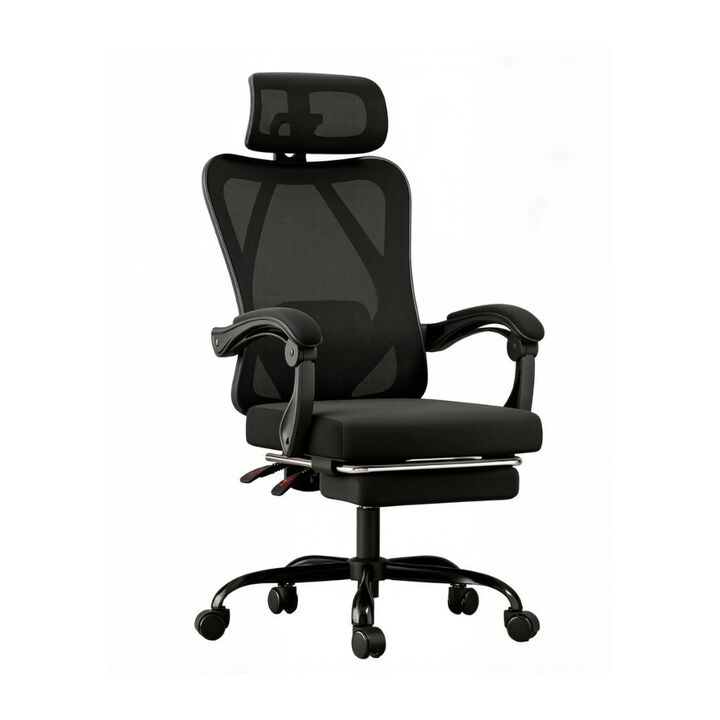 GOODSILO Ergonomic Office Chair with Adjustable Footrest Headrest Lumbar Support High Back Mesh Design Computer Desk Chair