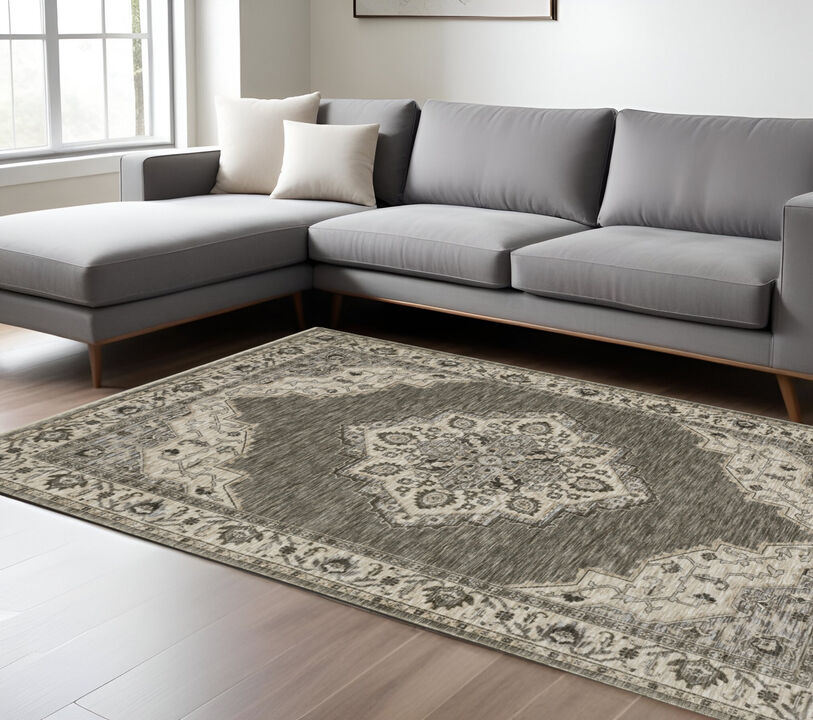 HomeRoots Medallion Area Rug With Fringe