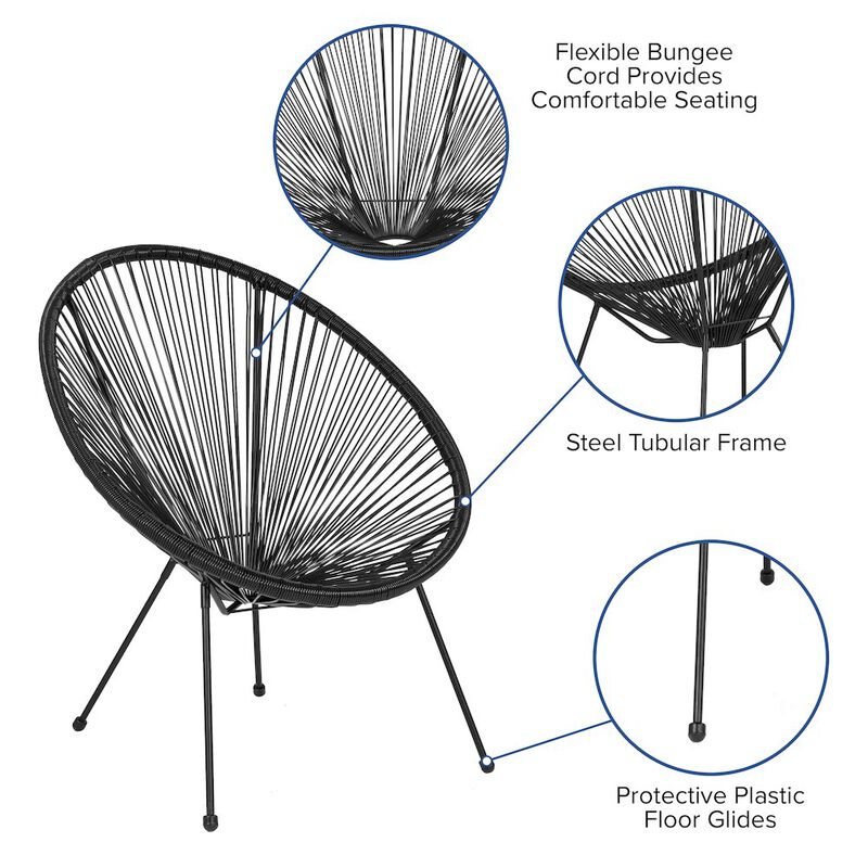 Flash Furniture Oval Comfort Take Ten Black Papasan Lounge Chair image number 2