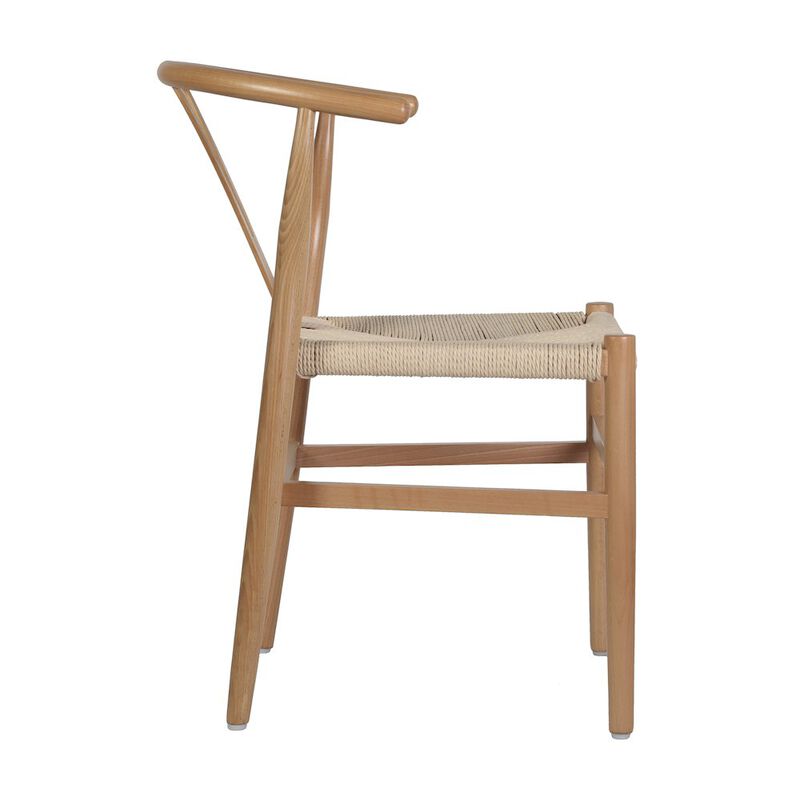 Flash Furniture Y-Back Style Wood and Kraft Paper Stackable Dining Chair with Oak/Natural Finish image number 4