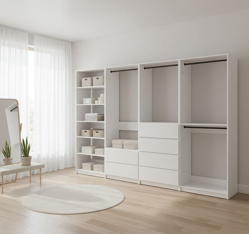 Prosper White Freestanding Walk in Wood Closet System