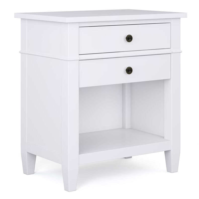 Carlton SOLID WOOD 24 inch Wide Transitional Bedside Nightstand Table in White