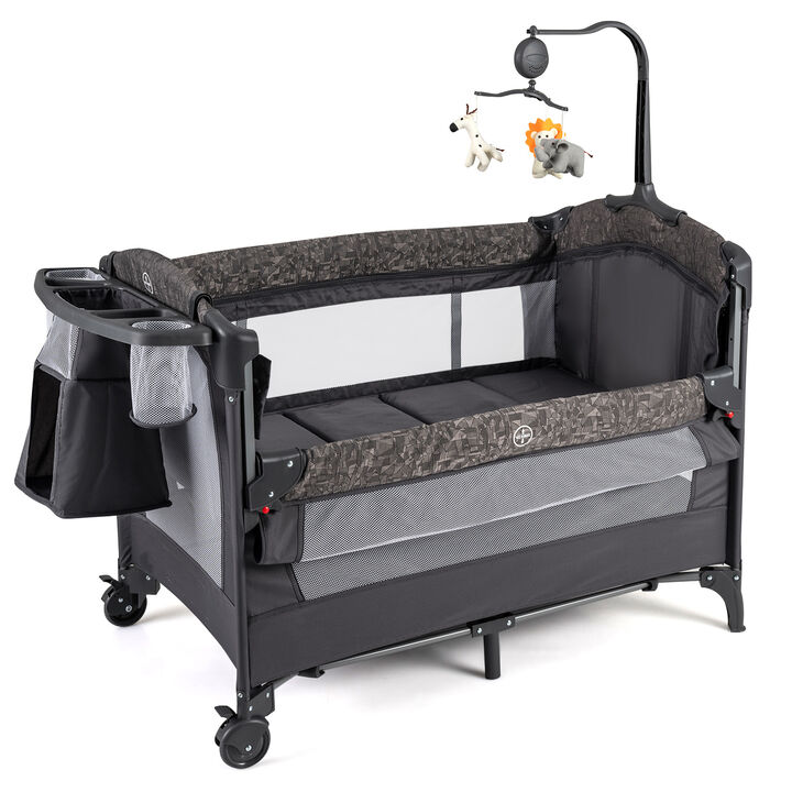 Convertible 5-in-1 Bedside Bassinet with Mattress & Diaper Table