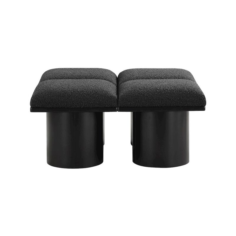 Meridian Furniture Pavilion Black Boucle Fabric Bench