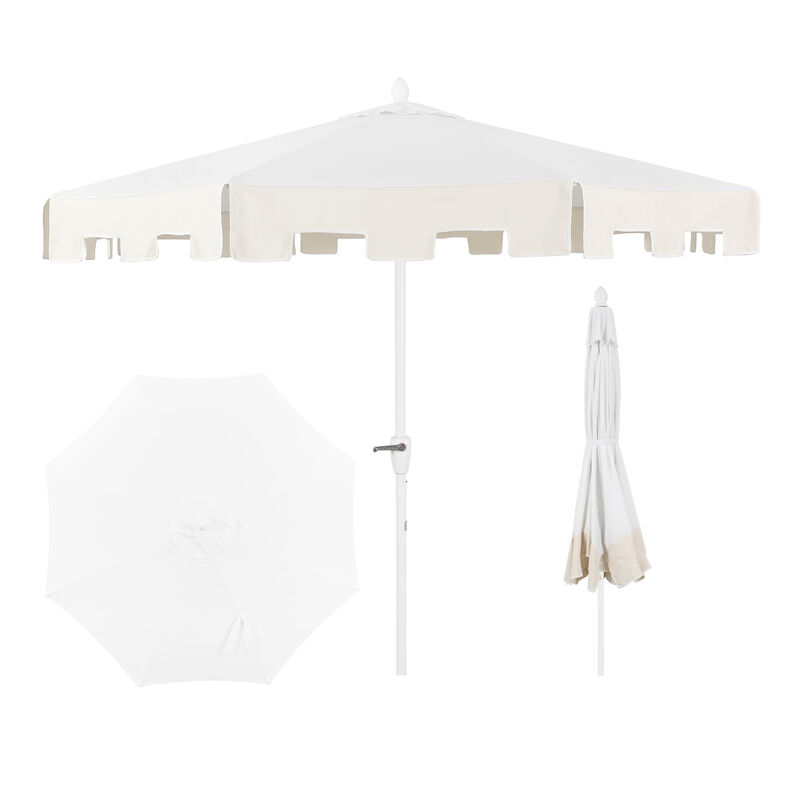 Baiona Classic MidCentury Market Patio Umbrella with UV Protection, Auto-Tilt, Crank and UV Protection