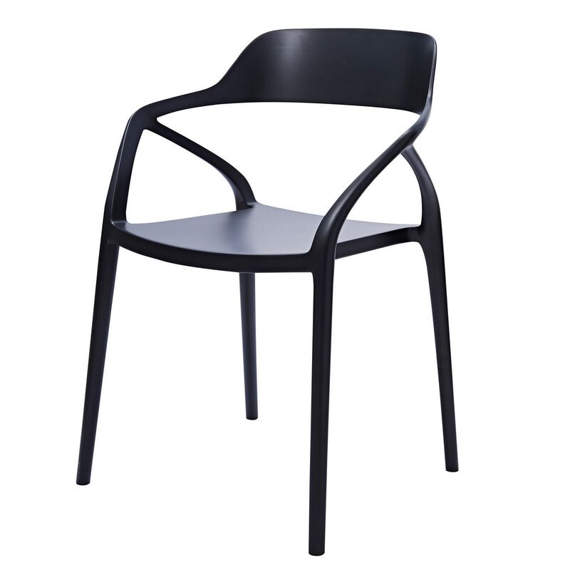 Geni 23 Inch Side Dining Chair Set of 4, Indoor Outdoor, Black Finish - Benzara
