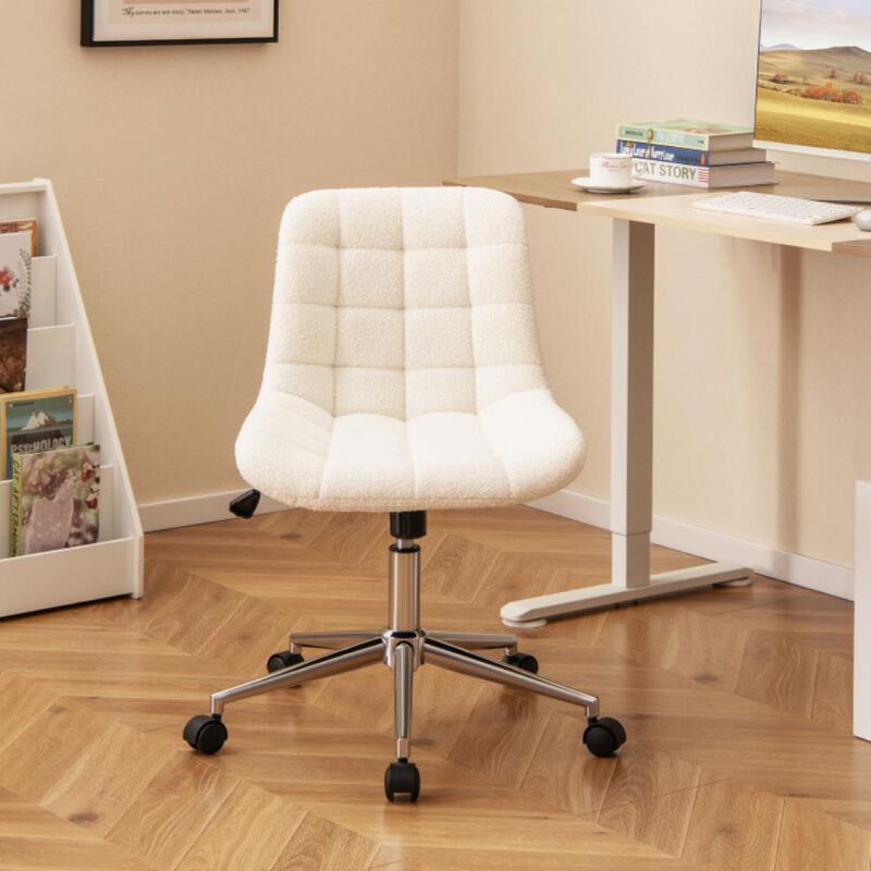 Hivvago Teddy Fleece Armless Office Chair Makeup Vanity Chair