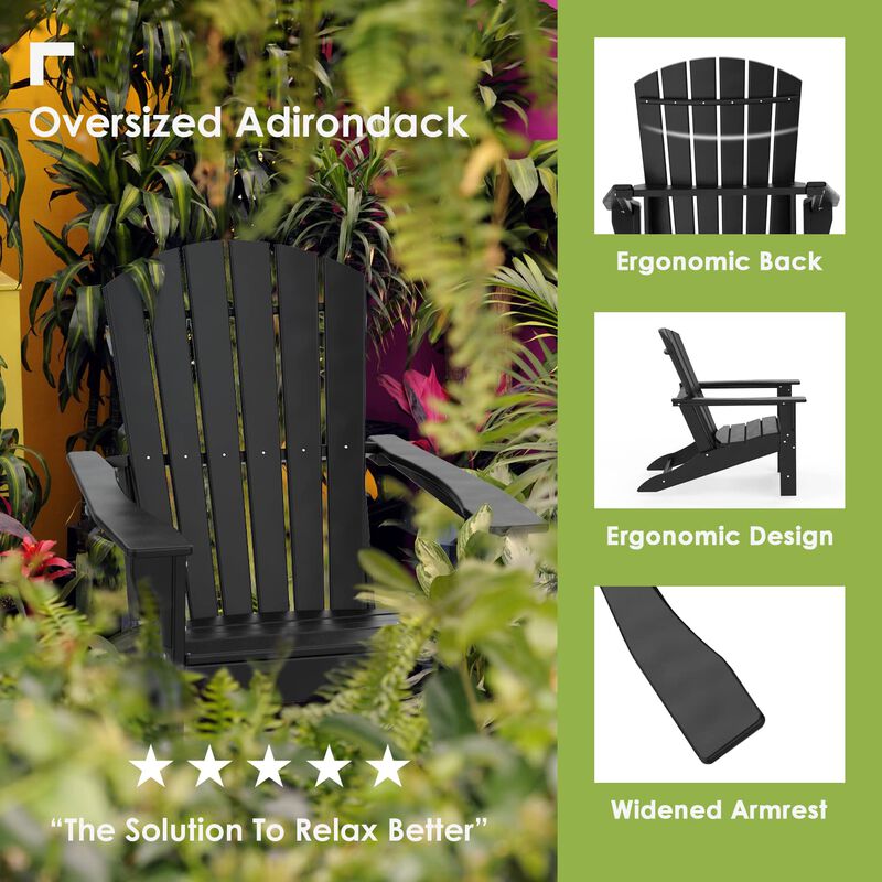 GREENVINES Adirondack Chairs, HDPE All-Weather Fire Pit Chairs, Plastic Campfire Chair for Deck Backyard Patio Outdoor Poolside
