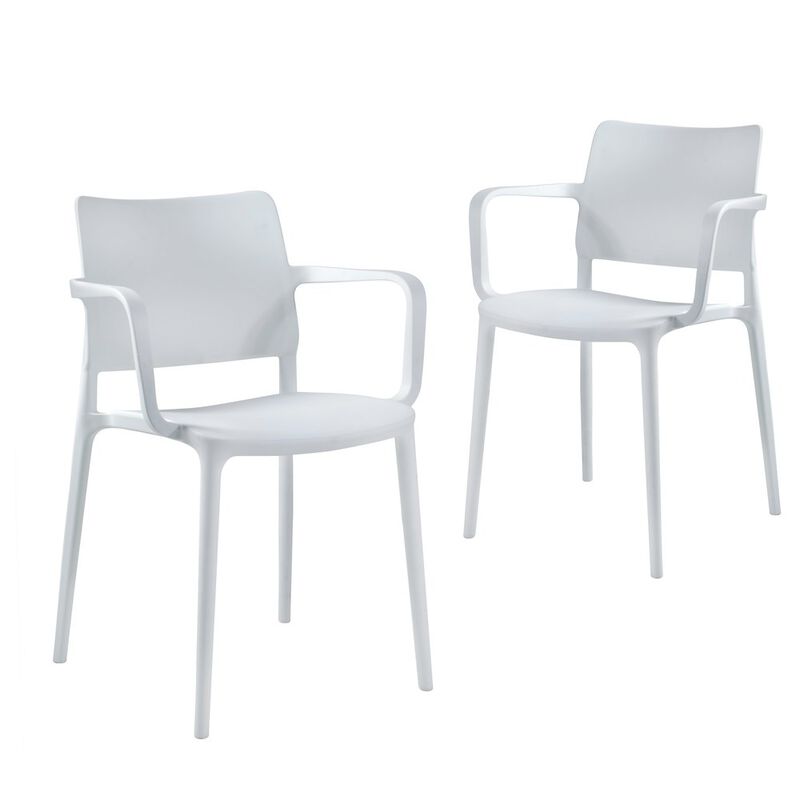 Omax Decor Cleo Arm Resin Patio Dining Chair in White - (Set of 2)