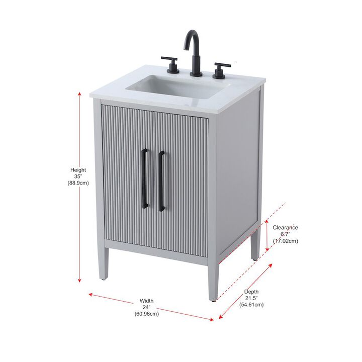 Elegant Kitchen and Bath 24 inch Single Bathroom Vanity in Grey