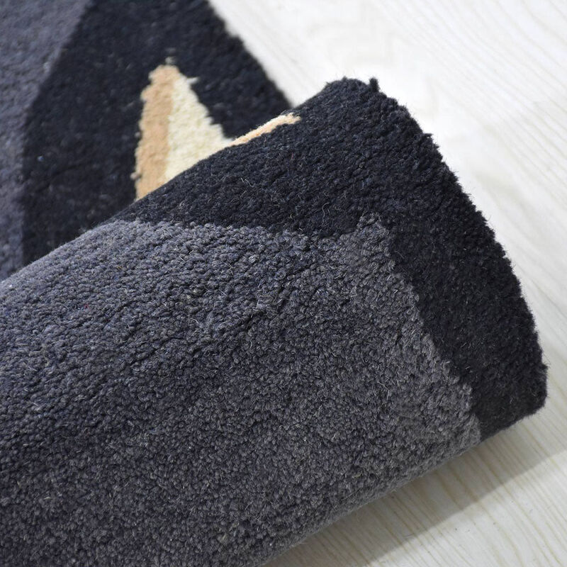 RUGSOTIC CARPETS HAND TUFTED WOOL ECO-FRIENDLY AREA RUGS  - 4'x6', Rectangle Shape, Charcoal, Contemporary Modern Design, High Pile Handmade Anti Skid Area Rugs for Living Room, Bed Room (K00693)