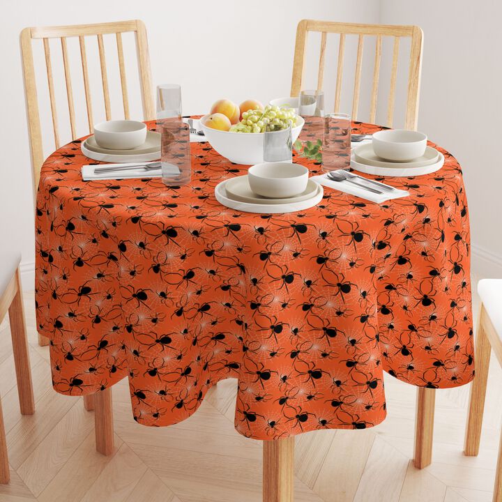 Fabric Textile Products, Inc. Round Tablecloth, 100% Polyester, Halloween Spiders Web