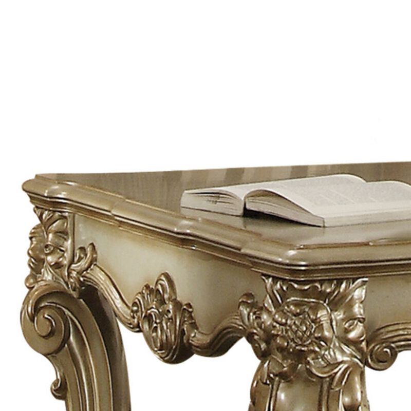 ACME Vendome II End Table - - Gold Patina & Bone