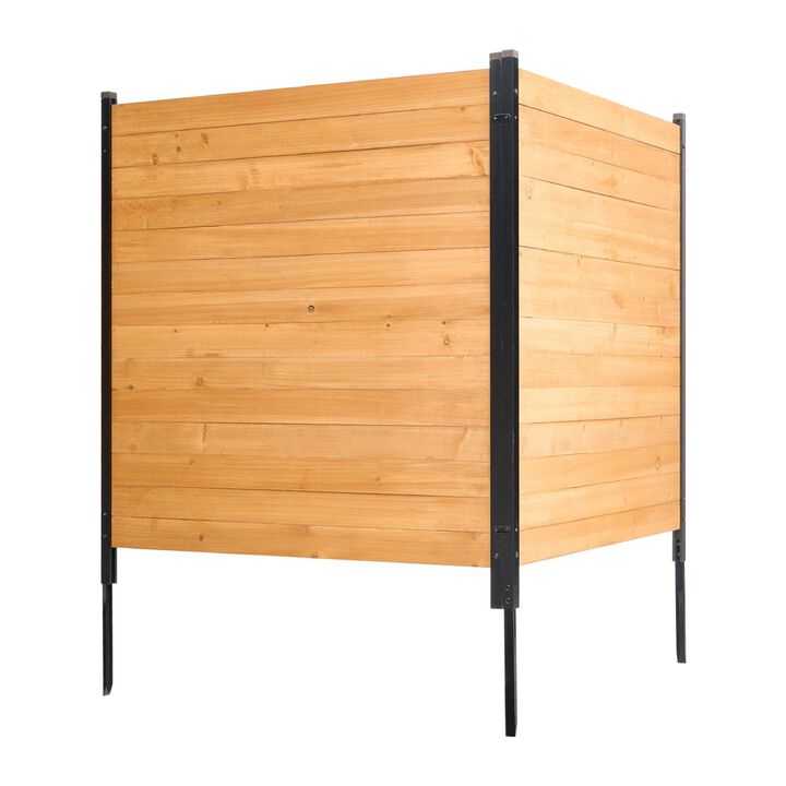 Solid Wood Privacy Fence Panel, AC Unit Cover, Trash Can Hider with Metal Stakes