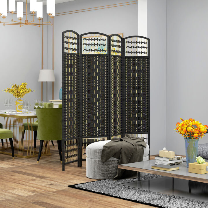 Hivvago 4-Panel Folding Room Divider with Wave Fiber Design