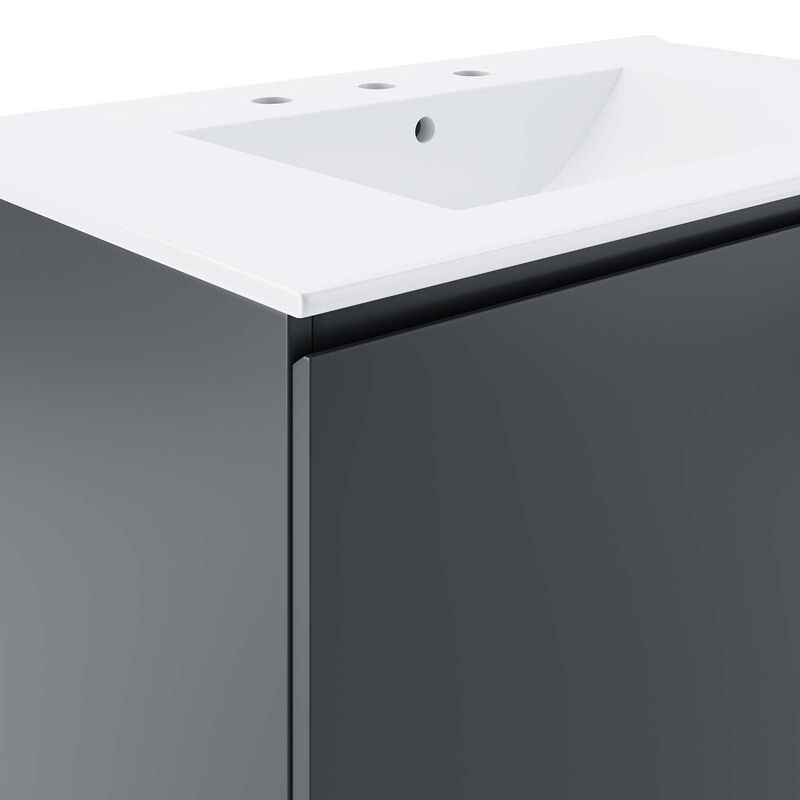 Modway Gray and White Bryn Wall-Mount Bathroom Vanity EEI-5779-GRY-WHI image number 6