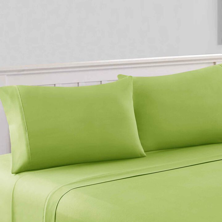 Bezons 4 Piece King Size Microfiber Sheet Set with 1800 Thread Count, Green-Benzara