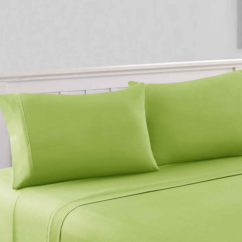 Bezons 4 Piece King Size Microfiber Sheet Set with 1800 Thread Count, Green-Benzara image number 1