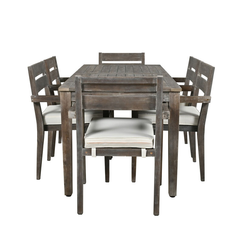 Acacia Wood Outdoor Dining Table And Chairs Suitable For Patio, Balcony Or Backyard