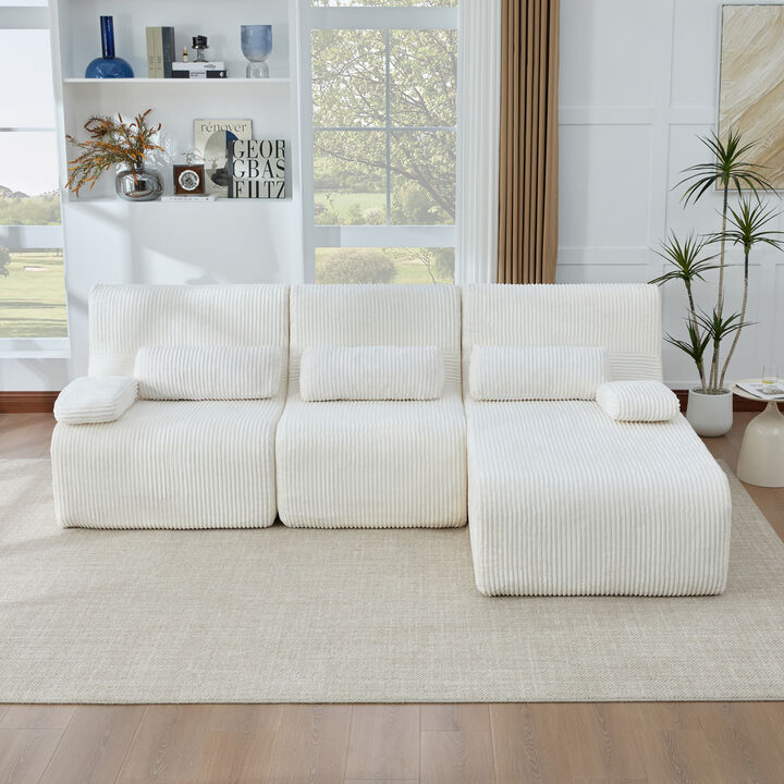 Merax Corduroy Oversized Deep-Seat Sectional Sofa