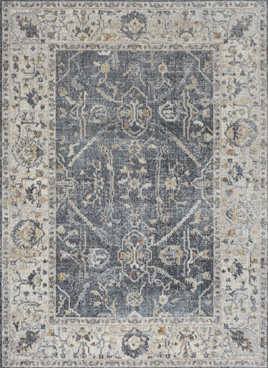 Brandy Rustic Border Low-Pile Machine-Washable Dark Gray/Cream 3 ft. x 5 ft. Area Rug