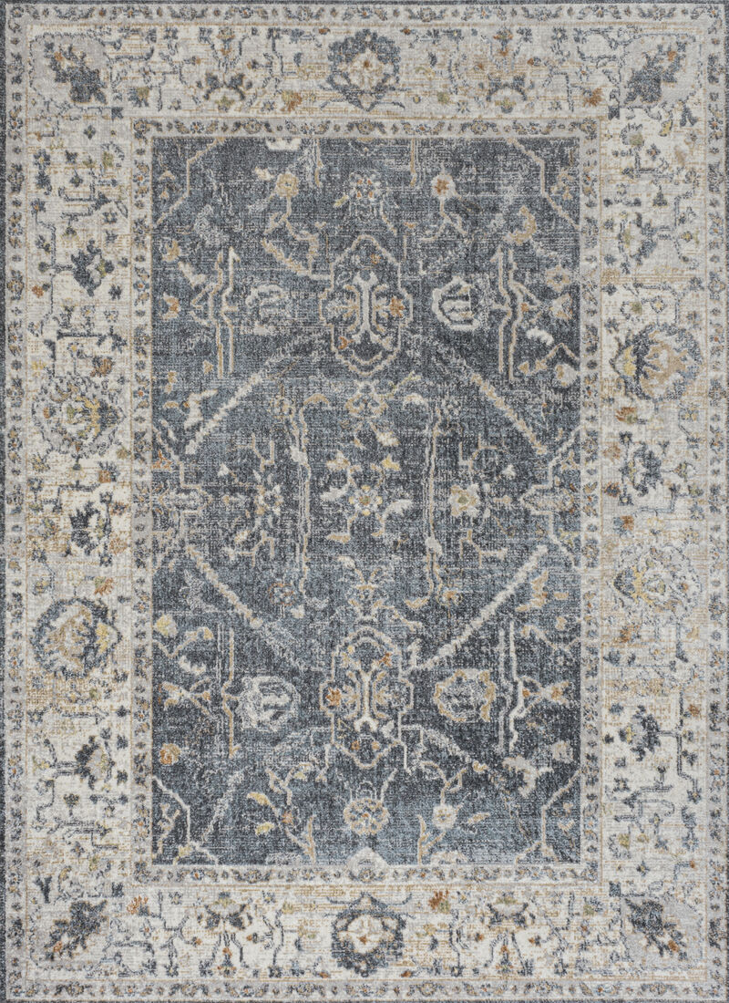 Brandy Rustic Border Low-Pile Machine-Washable Dark Gray/Cream 3 ft. x 5 ft. Area Rug