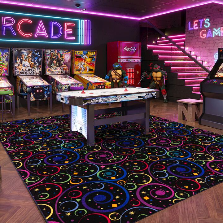 Joy Carpets Neon Lights Fun and Games, Area Rug
