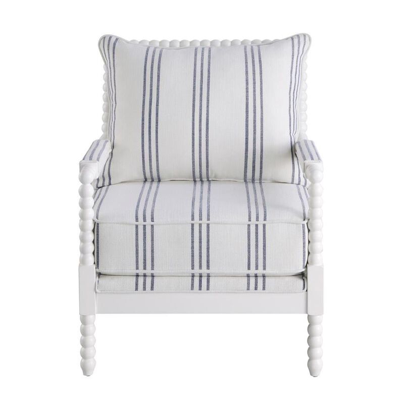 Coaster Co. of America Blanchett Upholstered Accent Chair with Spindle Accent White and Navy