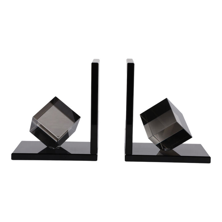 S/2 5x4" Crystal Cube Bookends