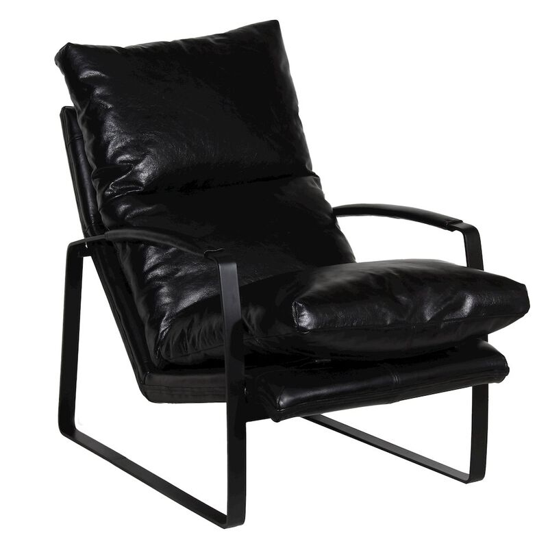 Porter Designs Eugene Top Grain Leather Accent Chair, Black image number 1