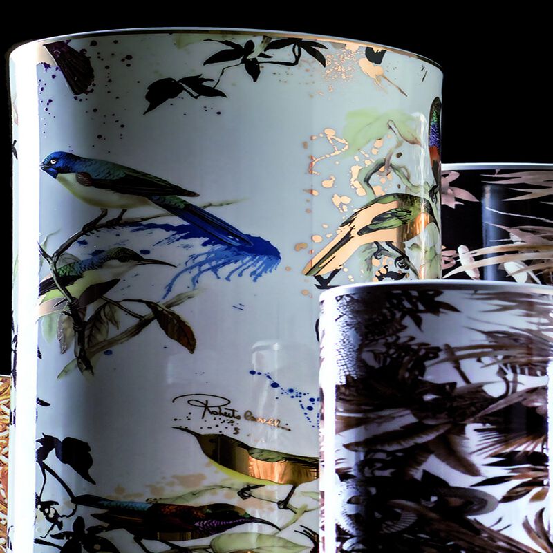 Medium Vase GARDEN'S BIRDS   diam. 3.75", H 7.75" image number 2