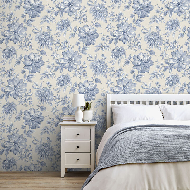Gabriela Blue Floral Wallpaper