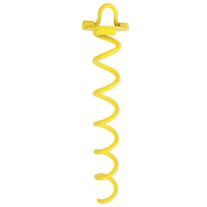 Sunnydaze Yellow Powder-Coated Steel Spiral Anchor Stake Screw - 16 in