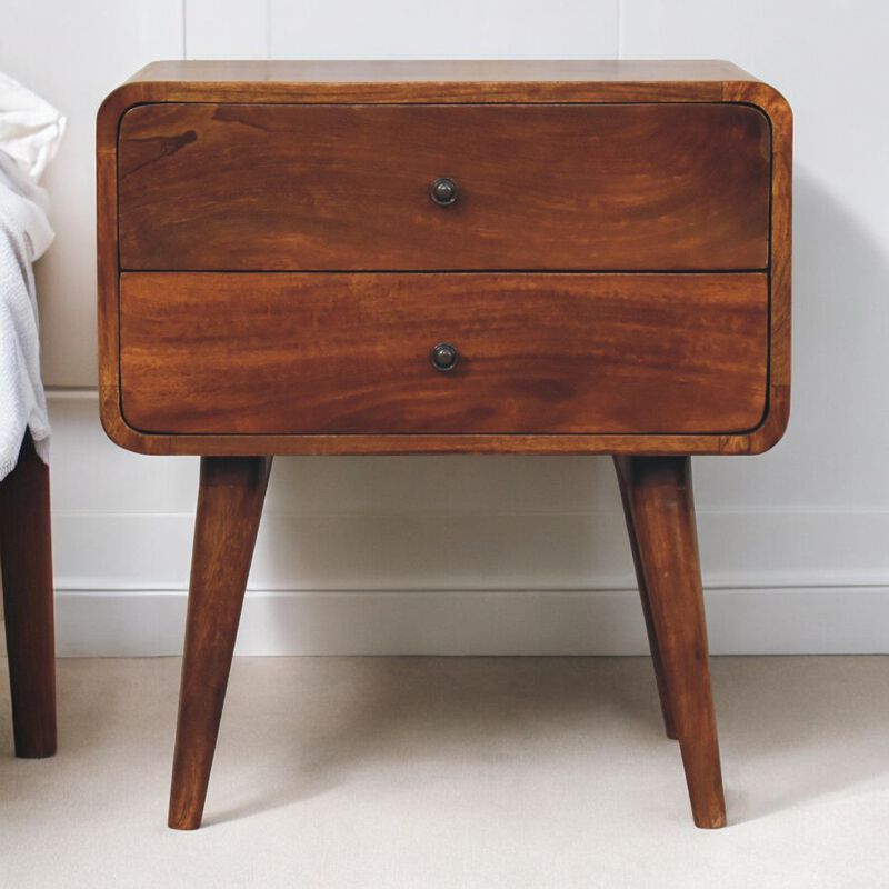 Artisan Furniture Solid Wood Large Curved Chestnut Bedside