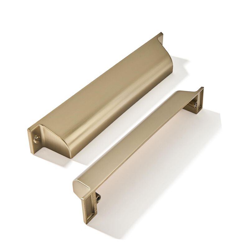 ZAUYX 2 Pack 3-3/4 Inch Center to Center Brushed Brass Cabinet Cup Pulls Gold Drawer Pulls Kitchen Hardware Satin Brass Channing