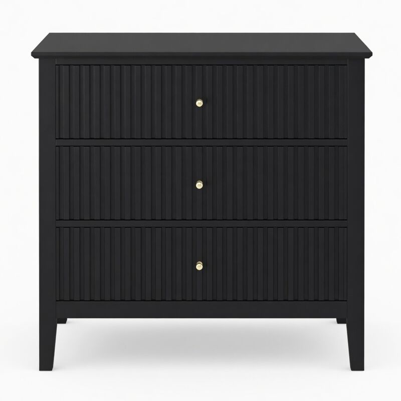 32" Assembled Wide Fluted Nightstand 3-Drawer image number 0