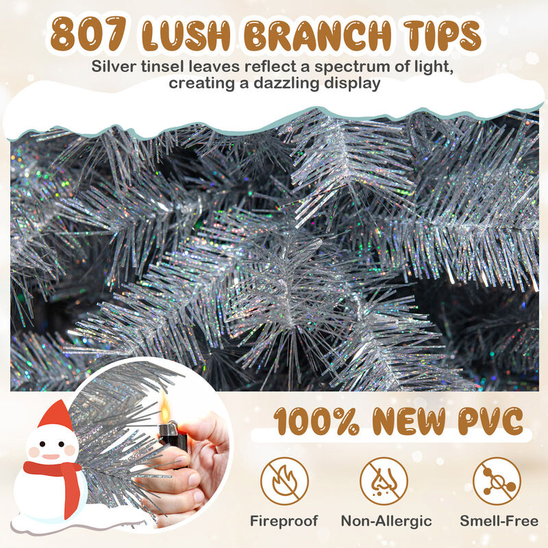 Artificial Christmas Tree with Lush Branch Tips & Built-In LED Lights for Festive Holiday D&eacute;cor