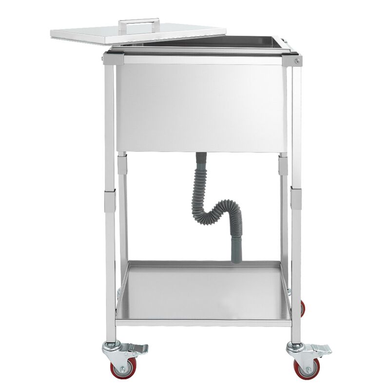 Rolling Ice Chest Cooler Cart 32.8Qt Stainless Steel Outdoor Trolley image number 0