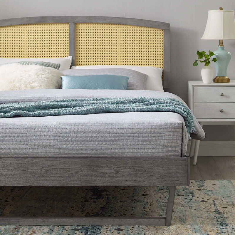 Modway - Sierra Cane and Wood Queen Platform Bed with Angular Legs image number 1