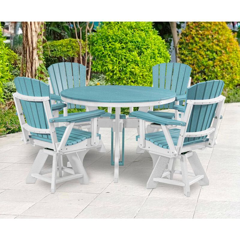 American Furniture Classics Dining Height Round Table in Aruba Blue with a White Base