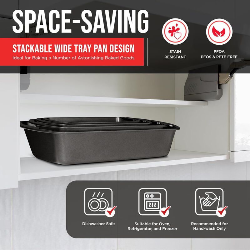 Bakken- Swiss Loaf Pan Set 4-Piece - Deluxe Nonstick Carbon Steel Bakeware for Perfect Bread and Cakes &ndash; Dishwasher Safe, Premium Pans for Home Baking