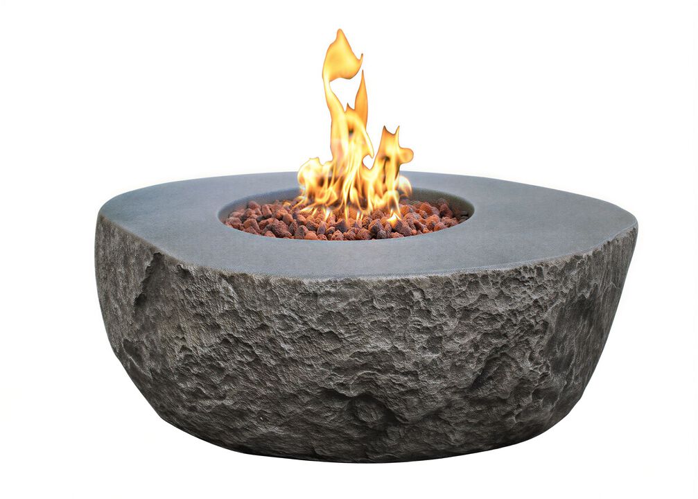 Elementi Boulder Concrete Outdoor Patio Fire Pit Table