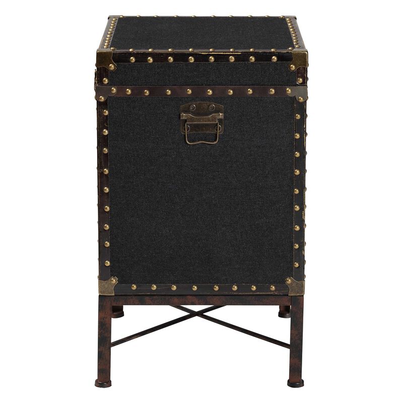 Baxton Studio Laura Vintage Black Canvas Lift Top Trunk End Table