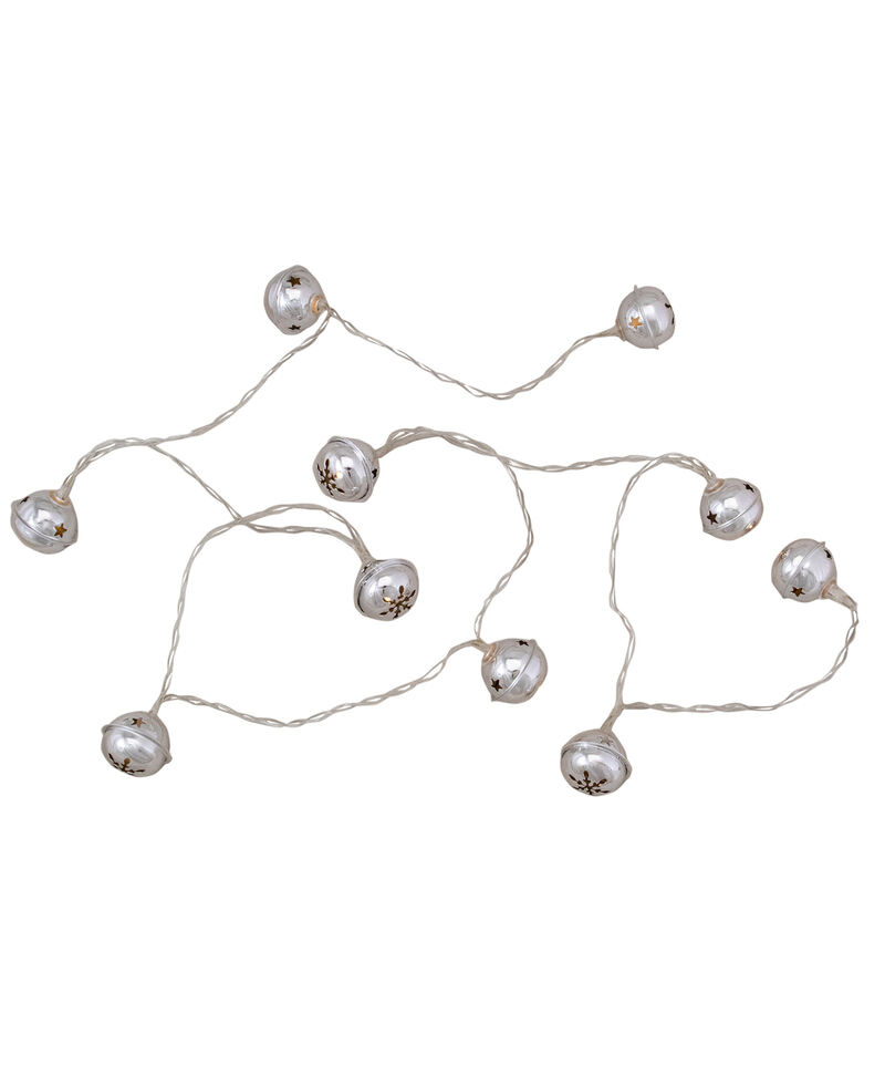 10-Count LED Silver Christmas Bells Fairy Lights  5.5ft  Copper Wire
