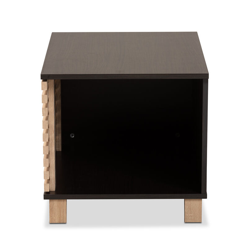 Baxton Studio Eckhart Modern Two Tone Dark Brown Wood Cat Litter Box Cover House