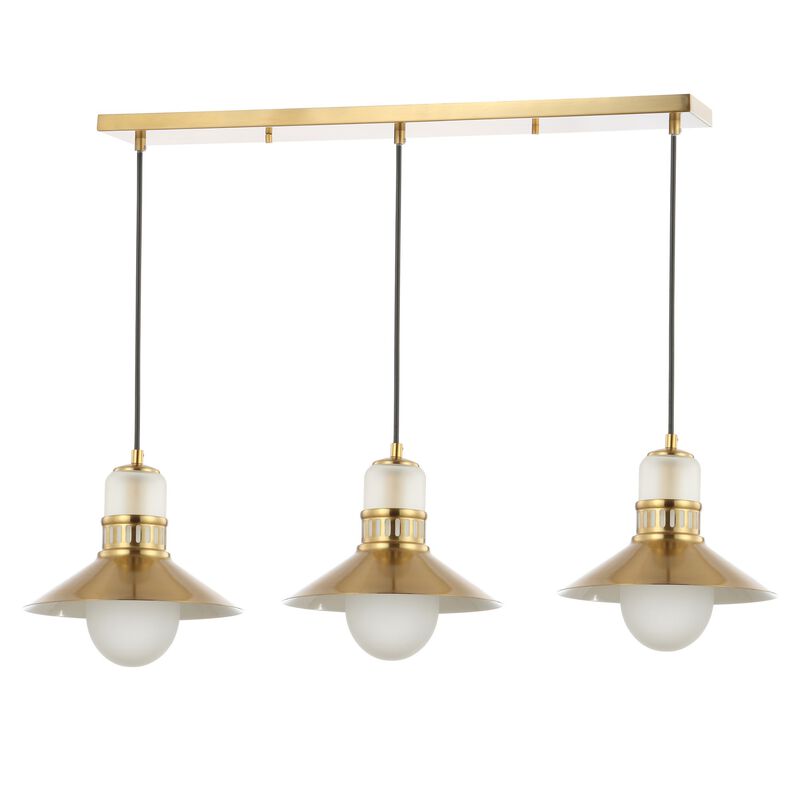 Colin Adjustable Iron/Glass Retro Hurricane Triple Linear LED Pendant