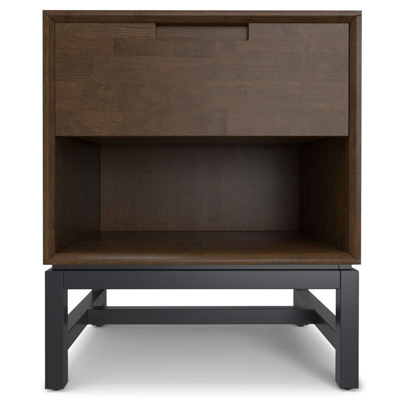 Banting SOLID HARDWOOD 20 inch Wide Industrial Mid Century Nightstand in Walnut Brown