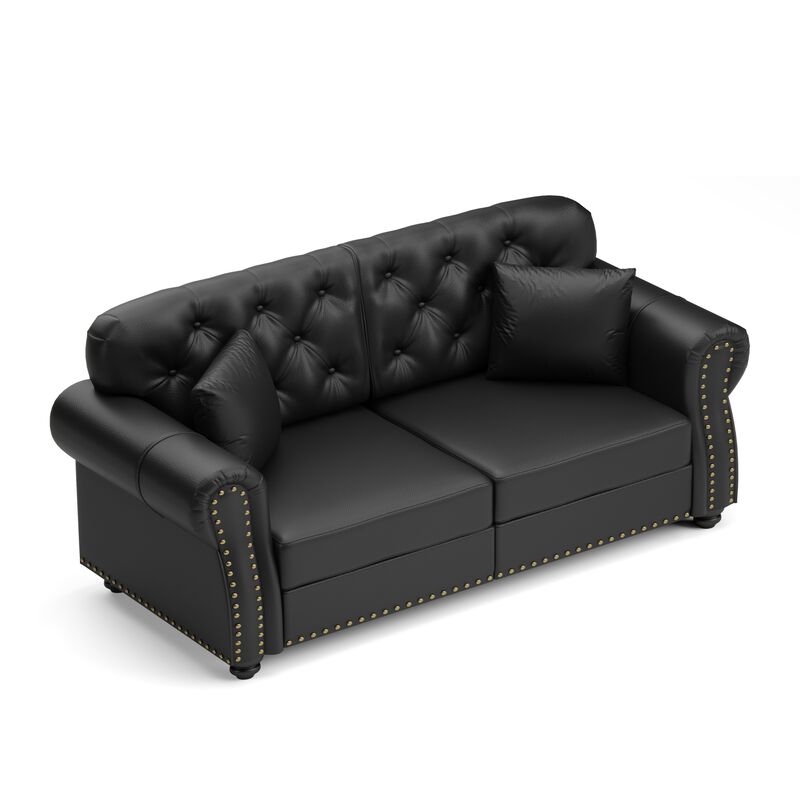 Strump 63" Upholstered Faux Leather 2-Seat Loveseat Sofa image number 8